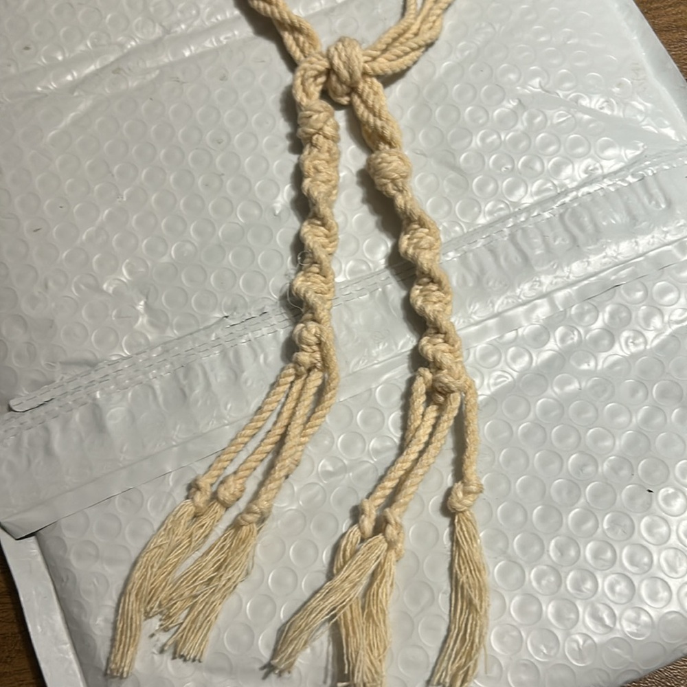 Cream Macrame Drawstring Bag - Picture 6 of 7